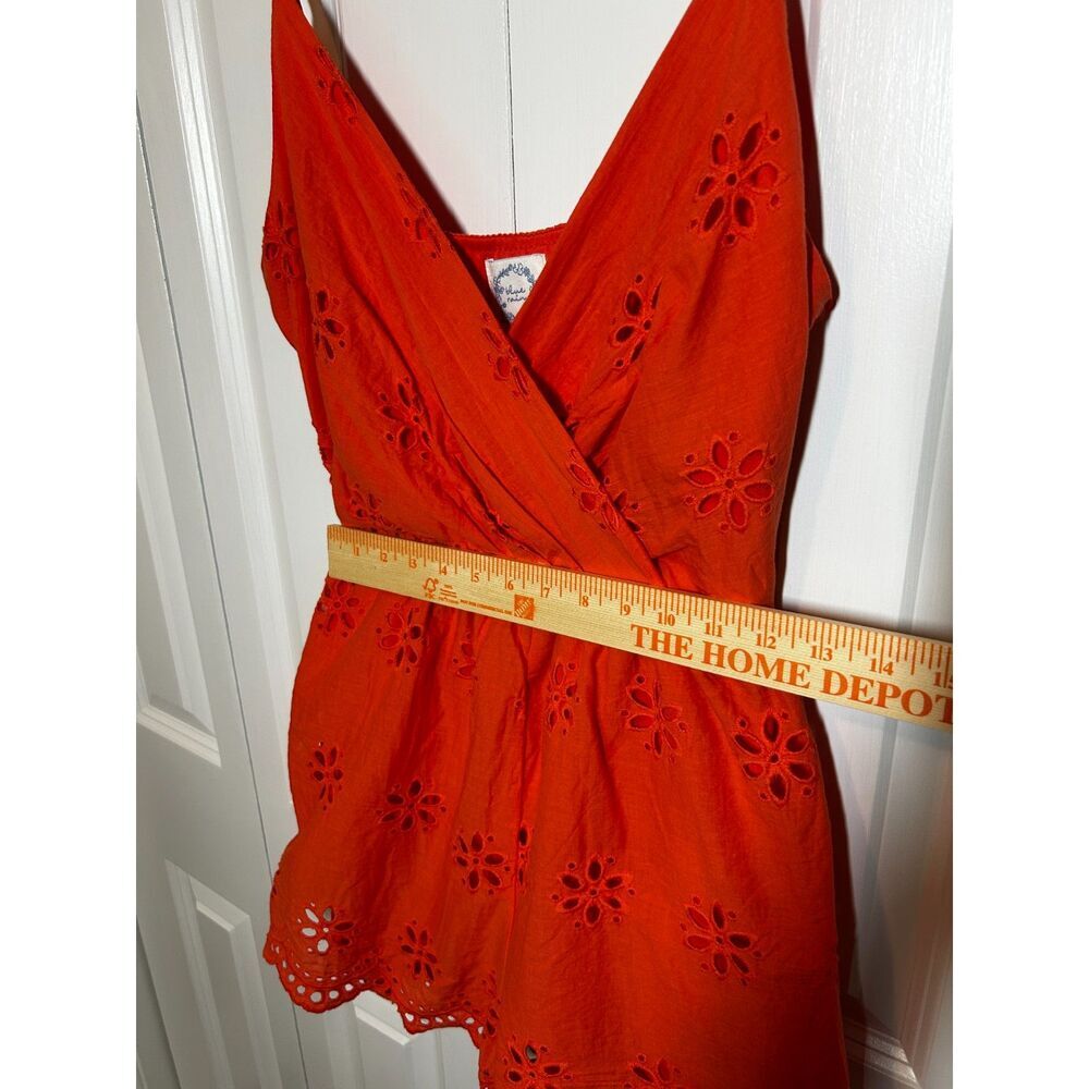 Blue Rain Francesca's Coral Orange Eyelet Wrap Romper Size M - Picture 4 of 7